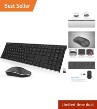 Ultra Slim Full Size 2.4G Wireless Keyboard Mouse Set for Windows 11/10