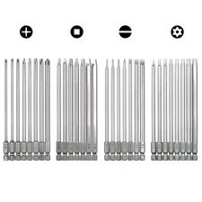 30pcs 100mm Long Screwdriver Drive Bits Magnetic Drill Bit Set 1/4 Inch Hex