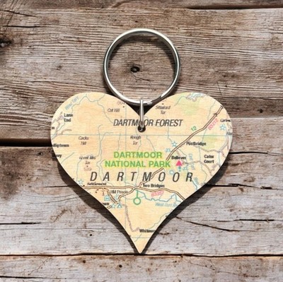 OS Map Wooden Heart Key-ring - Dartmoor National Park (General merchandise)