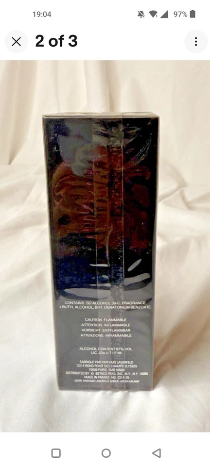 Karl Lagerfeld Foto 2.oz / 60 ml Eau De Toilette Splash Nuevo y Sellado en Caja Foto 2 de 3