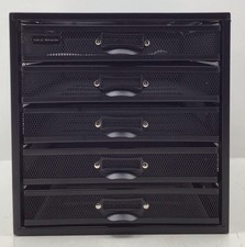 Mind Reader Desktop 5 Drawer Metal Filing Cabinet In Black
