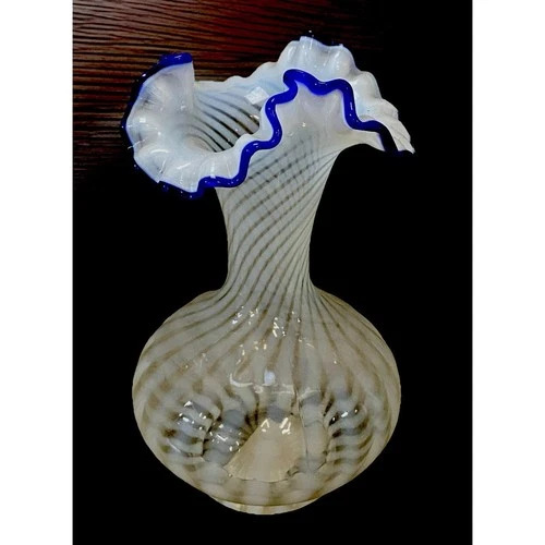 FENTON GLASS 80TH ANNIVERSARY BLUE RIDGE VASE 9”