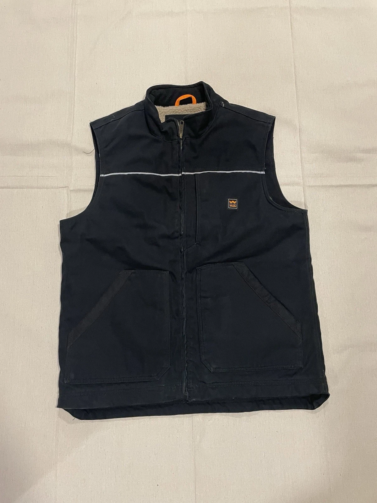 Walls Outdoor Goods Vest Men Large Black Canvas Sherpa Fleece Lined
