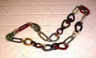 Chain Link Necklace Metal Plastic Horn? Multicoloured Vintage