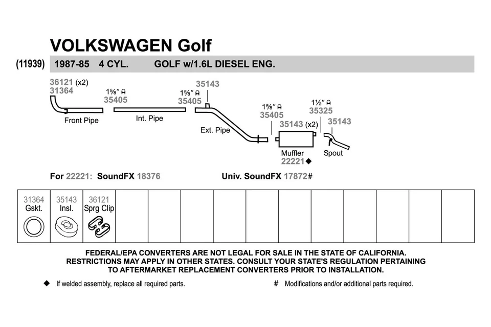 For Volkswagen Jetta 82-92 Exhaust Pipe Flange Gasket High Temperature Graphite Foto 3 de 4