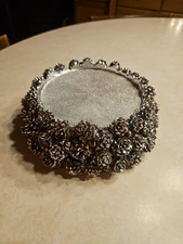 Homeworx By Harry Slatkin Mini-Pinecone Candle Pedestal Holder Silver Tone