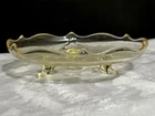 Vintage 1930s Lancaster Jubilee Flowered Depression Glass Cake Plate 3 Footed