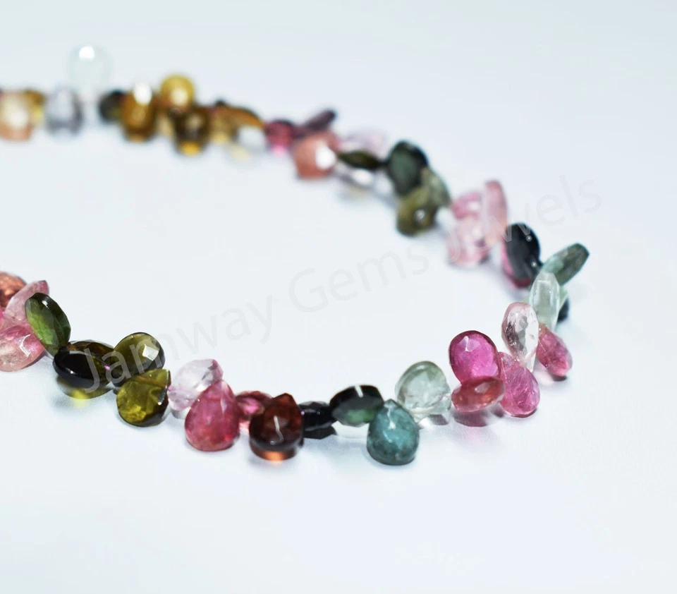 Natural Watermelon Multi Tourmaline Bracelet, Multi Tourmaline Beaded Bracelet, - Image 2 of 3