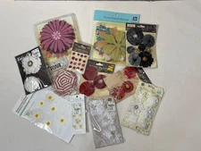 Mixed Media Flower Embellishments Lot Scrapbooking Cardmaking Journaling