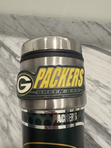 Green Bay Packers Stainless Steel NFL Travel Mug Embossed Logo 16oz Football Lid - Picture 20 of 24