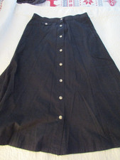 NWT!! Vintage Norm Thompson Petite Black Cotton Button Up Skirt Size 14P Pockets