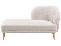 Chaiselongue Stoff Helles Beige Mit Holzbeinen Rechtsseitig RéCamiere Tanlay