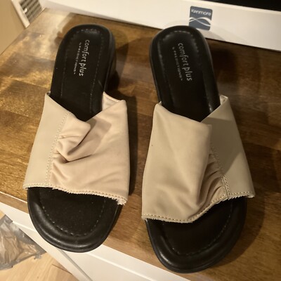 Comfort Plus by Predictions Slip On Wedge Open Toe Sandals Womens Size 7