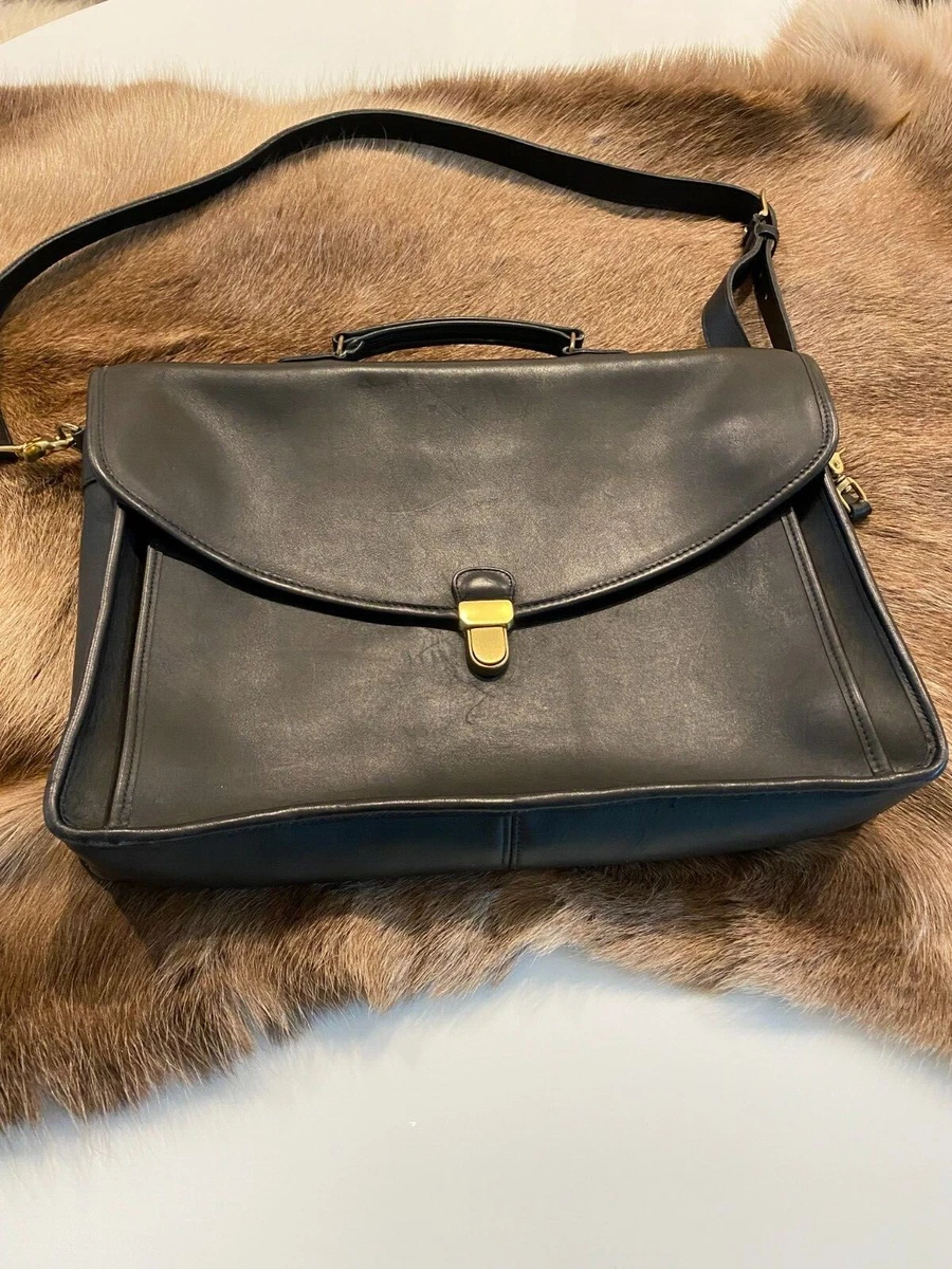 RARE Vintage Coach Morgan Briefcase with Brass Touch Lock Closure