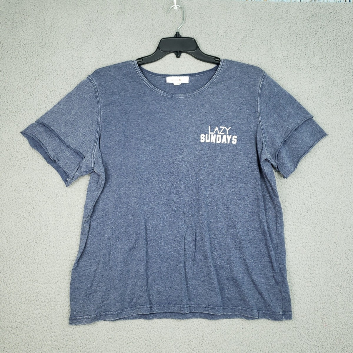 Dreams Co. Tops Women Sz L Blue Washed Lazy Sundays T-Shirt