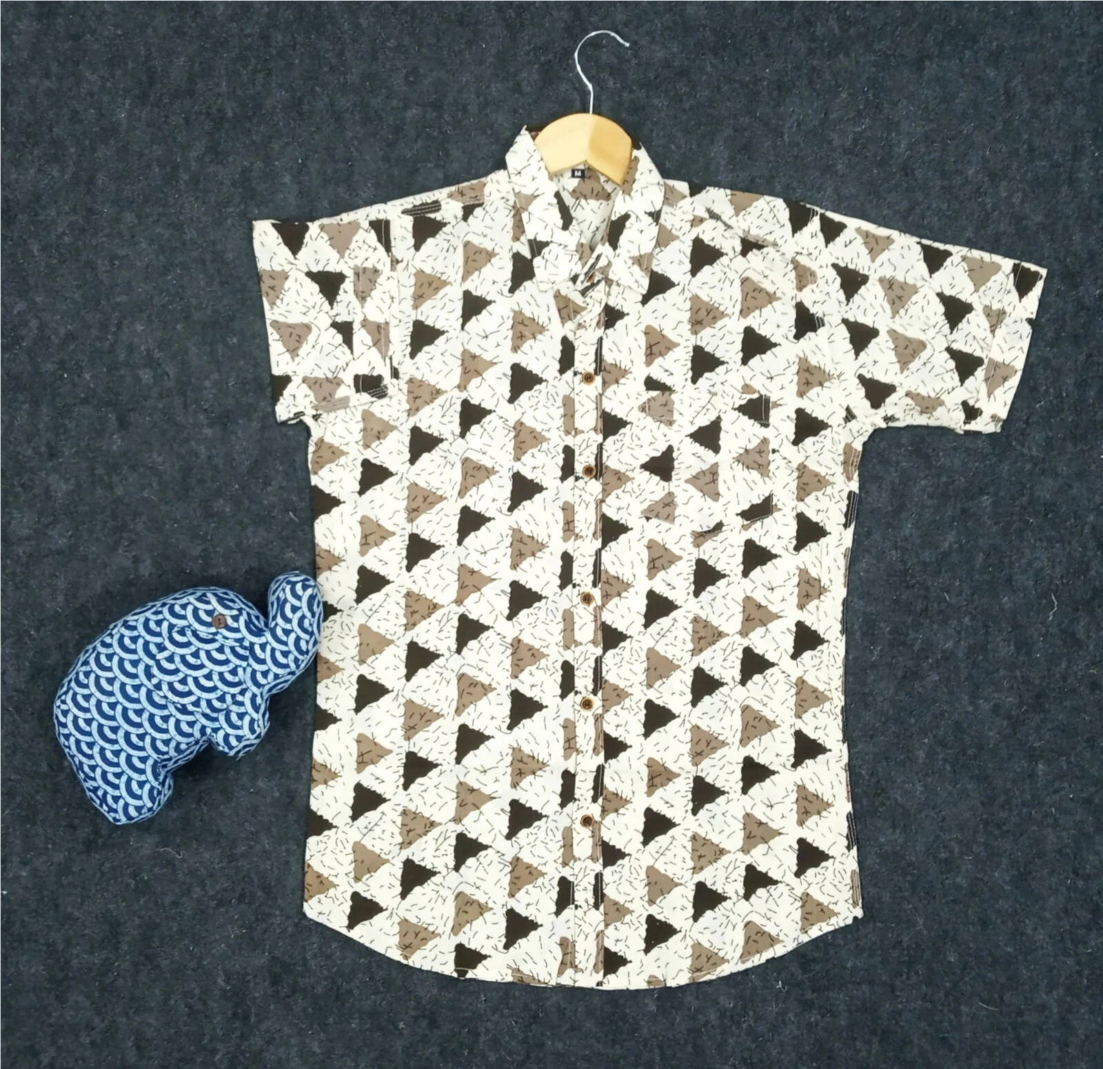 Indian White Floral Print Cotton Men's Shirt Handmade Boy Partywear Shirt 2XL AU