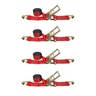 4 PK 3'' x 30ft Heavy Duty Ratchet Straps w/J Wire Hook for Flatbed Truck Trailer