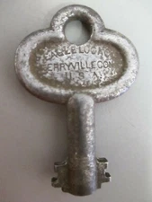 VINTAGE, ANTIQUE, EAGLE LOCK CO. KEY #63L2, HOLLOW BARREL TRUNK, CHEST KEY