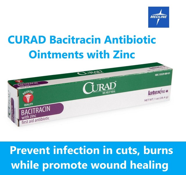 CURAD Bacitracin Ointment with Zinc 1 oz Pack of 2 First Aid Cream