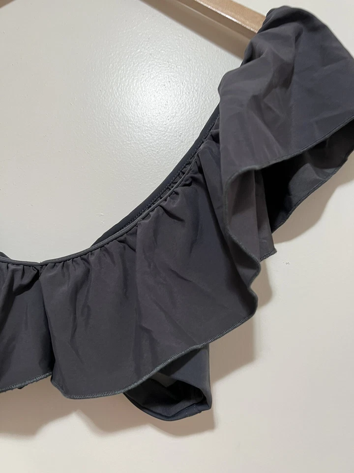 Top de baño de bikini con volantes para mujer ZARA GRIS talla XL NUEVO CON ETIQUETAS Foto 3 de 4
