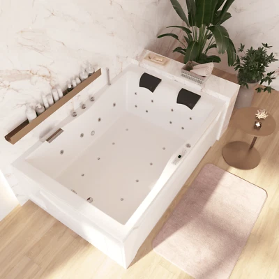 AQUADE Whirlpool Badewanne 180x120 cm Set mit Zubehör Model: Hamburg Made in Germany