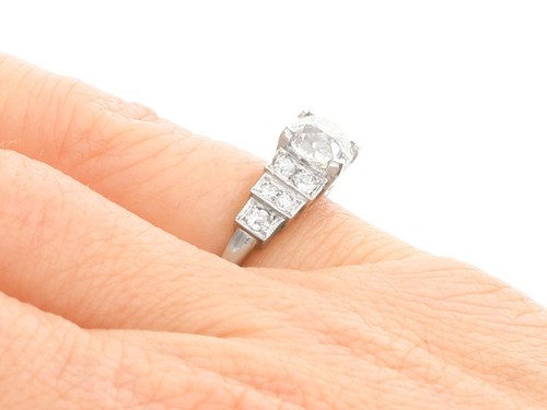 1.33 ct Diamond and Platinum Dress Ring Antique and Vintage - Picture 8 of 12