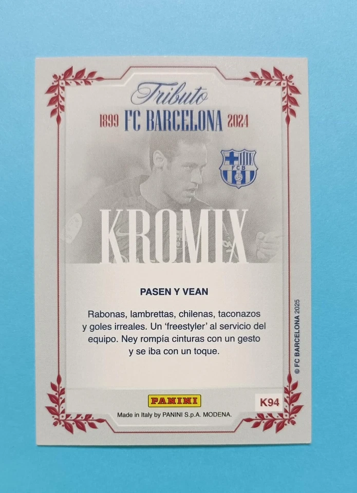 Neymar Jr. Insert Kromix CARD Tributo 125 aniversario FC Barcelona K94 2024 2025 - Imagen 2 de 2