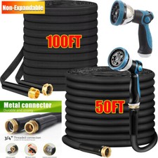 Garden Hose 50ft / 100ft Non-Expanding Water Hose Ultra Lightweight with Nozzle