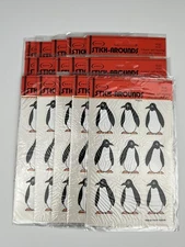 Lot of 15 Packages 1 Sheet Vintage Sticker Stick-Arounds Penguins Sealed NOS