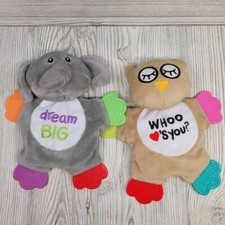 2 Cribmates Baby Teether Plush Elephant Owl Toy Crinkle Dream BIG Who Loves You