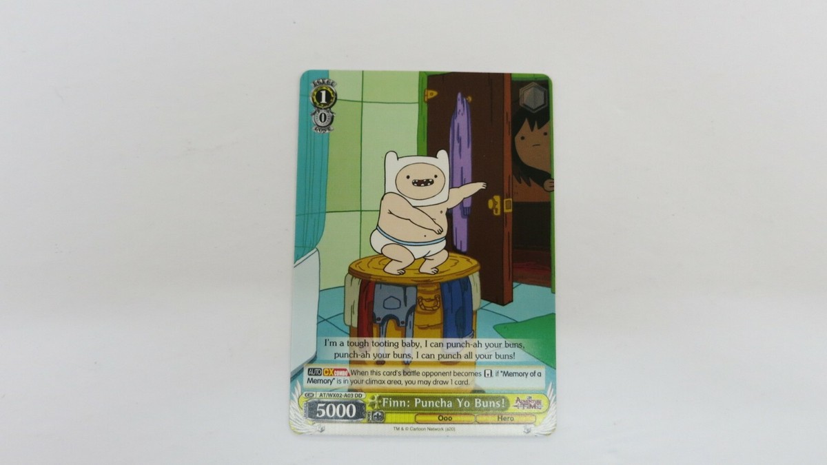 weiss schwarz adventure time booster box WEISS SCHWARZ FINN PUNCHA YO BUNS 5000 PROMO CARD AT/WX02-A03 DD UNPLAYED