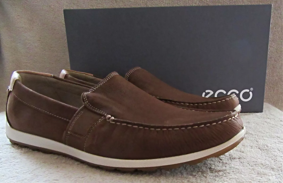 ECCO Mahogany Nubuck Leather Moccasin Shoes US 10 - 10.5 M EUR 44 NWB | eBay