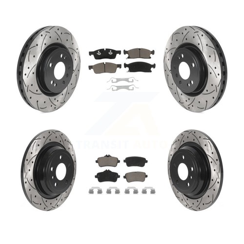 Front Rear Drill Slot Brake Rotor Ceramic Pad Kit For Mercedes-Benz