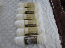 6--3 oz. Skeins National Yarn Crafts NATURA Acrylic #01 WHITE Lot 25551A W2 YARN