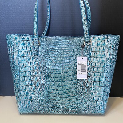 BRAHMIN April MINERAL BLUE Melbourne Tote Shoulder Bag Blue Large