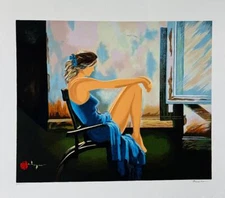 Alexander Borewko Lady In Blue H/S LE Serigraph on Paper Art