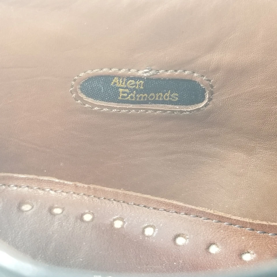 Sapato Oxford Allen Edmonds Van Ness Tamanho 11.5 Couro Preto Biqueira Brogue - Imagem 4 de 4