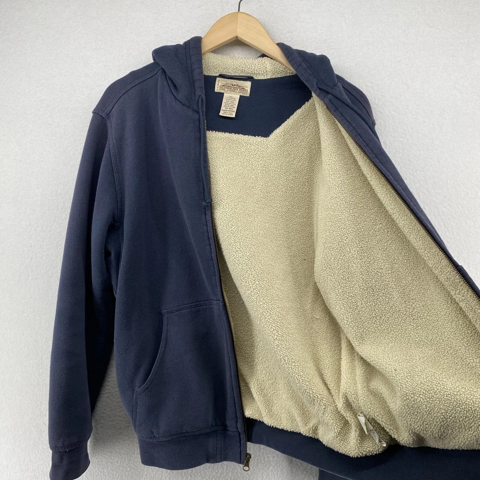 LL BEAN Sudadera con Capucha Para Hombres S KATAHDIN IRON Works Sherpa Forrada de Vellón Sudadera Azul Foto 3 de 4