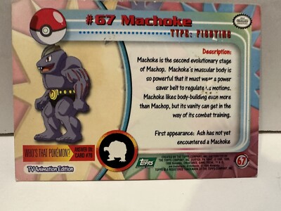 Topps Pokemon #67 MACHOKE card 1998 (T)...