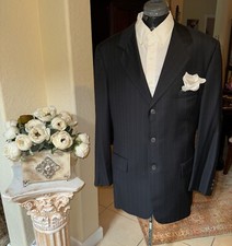 Corneliani Suit Jacket 3 Button Wool Super 120  s Blazer Pin Striped Black 42R