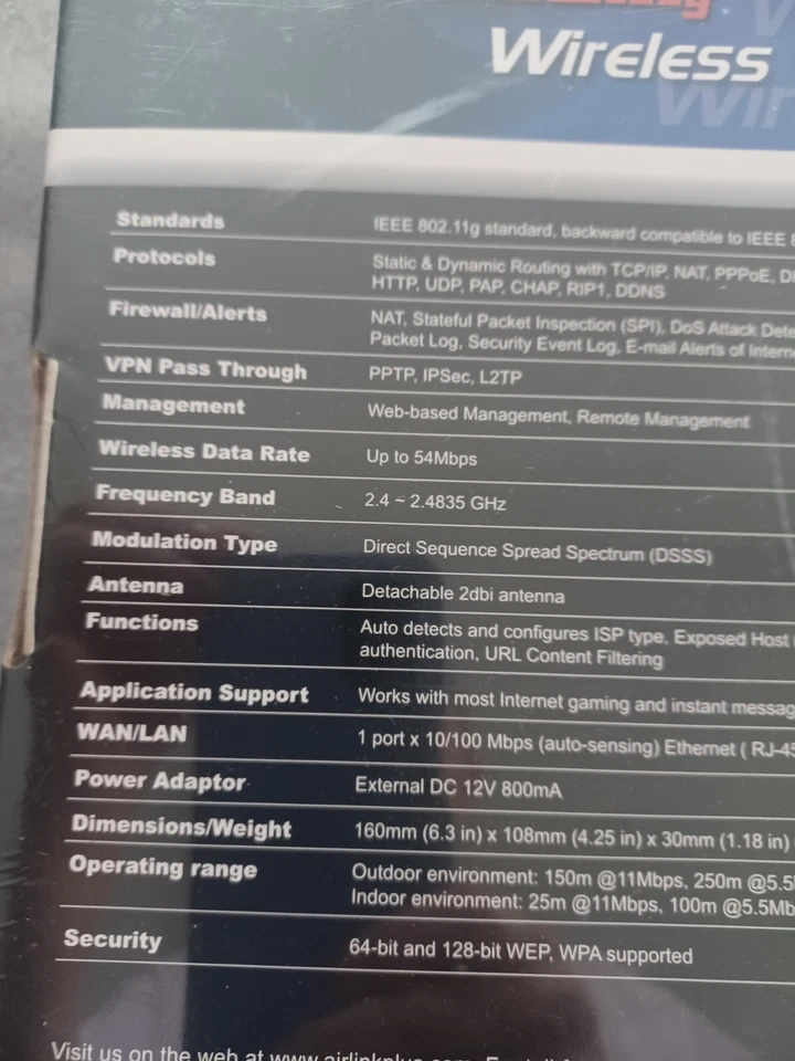 AirLink+ AR315W Networking Router 802.11g 802.11 b 54mbps Built-In 4 port Switch - Image 4 of 4