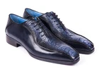 Paul Parkman Men`s Navy Genuine Ostrich Leg Bicycle Toe Oxford Shoes ID#94DLNVY