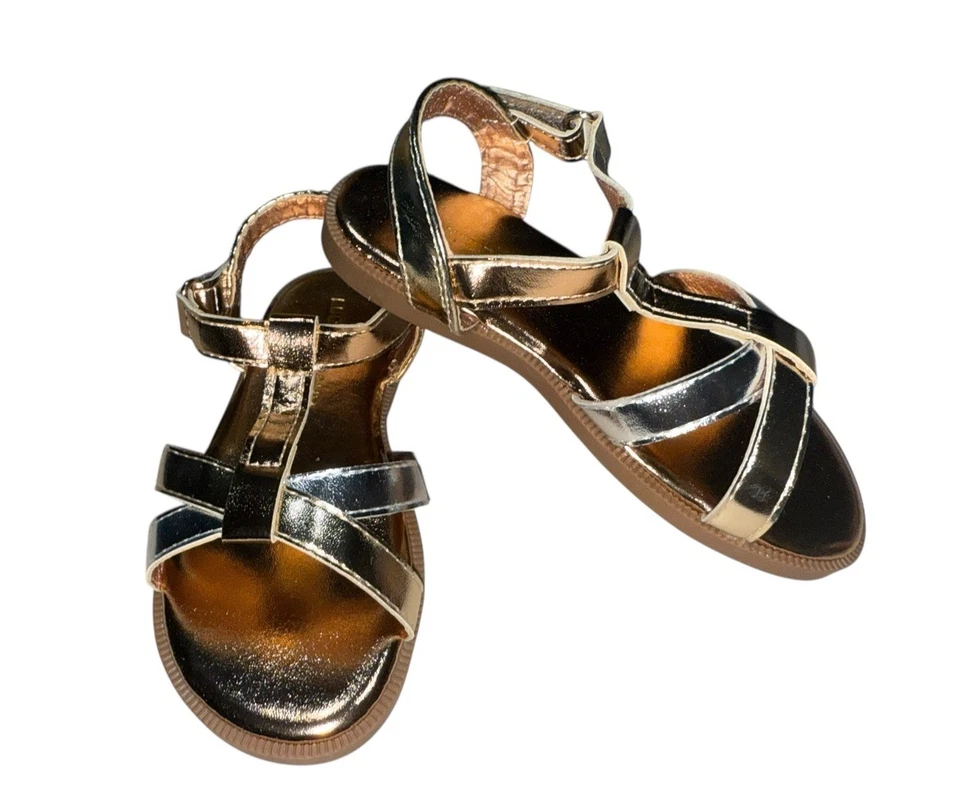 Sandalias Evie metálicas doradas y plateadas Lucky Brand para niñas nuevas $38 talla 10M Foto 2 de 4