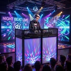 Foldable Mobile DJ Table Stand with Adjustable Feet, Detachable Tabletop