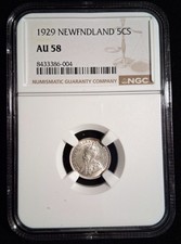 CANADA-NEWFOUNDLAND-PAIR OF 5 CENTS-1929 NGC AU-58 & 1938 NGC UNC DETAILS