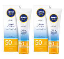 NIVEA Sun UV Face Shine Control SPF 50 Cream 50ml Matte Face Sunscreen Pack of 2
