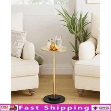 Round Side Table Embossed Texture Multifunctional Compact Design Easy Assembly