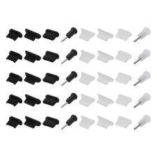 40pcs Phone Port Duct Cover Plugs Silicone USB Type C/Micro USB/3.5mm Jack