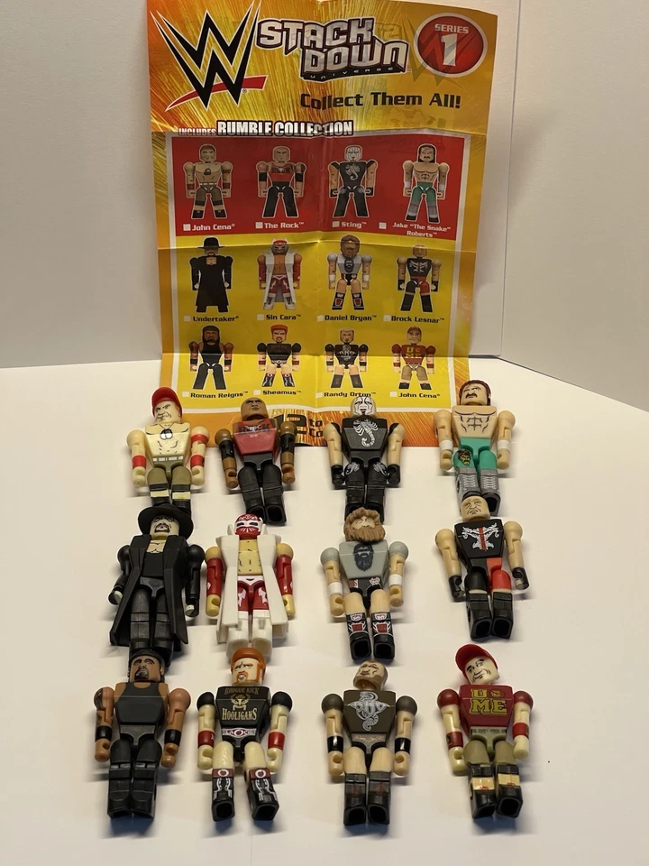 Lote de 12 figuras C3 Construction WWE StackDown raras colección Rumble Sting Jake Foto 3 de 4