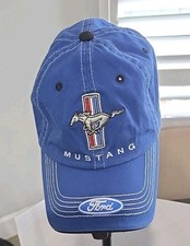 Ford Mustang Officially Licensed Tri-Bar Logo Baseball Cap Blue Adjustable EUC
